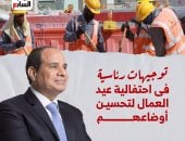 توجيهات رئاسية فى احتفالية عيد العمال لتحسين أوضاعهم.. إنفوجراف