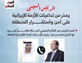 الرئيس السيسى يحذر من تداعيات الأزمة الإيرانية على استقرار المنطقة.. إنفوجراف