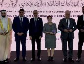 أشرف ذكى وروجينا وكريم فهمى فى افتتاح منتدى الصناعات الثقافية بالرباط