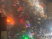 حريق تاكسى بمنطقة الفلكى السيوف شرق الإسكندرية دون إصابات.. صور