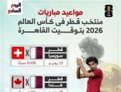 مواعيد مباريات منتخب قطر فى كأس العالم 2026.. إنفوجراف