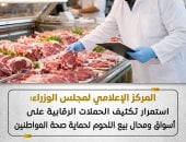 مجلس الوزراء: حملات رقابية على أسواق ومحال بيع اللحوم لحماية صحة المواطنين