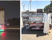 ضبط سيارة نقل بسبب حمولة زائدة وتعريض حياة المواطنين للخطر