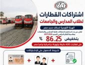 اشتراكات القطارات لطلاب المدارس والجامعات بتخفيضات تصل إلى 86.25%