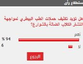 %94 من القراء يؤيدون تكثيف حملات الطب البيطري لمواجهة انتشار الكلاب الضالة بالشوارع