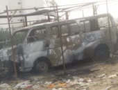 بالصور.. إرهابيون يشعلون النيران فى سيارة تتبع جهة حكومية بالسويس