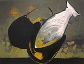 محمود المنيسى: السمك فى لوحاتى بمعرض "الكون" تعبير عن الرغبة فى التغيير