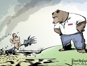 كاريكاتير روسى.. أوباما يغرق فى الشرق الأوسط ويطلب مساعدة الدب