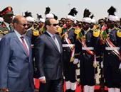 مراسم استقبال الرئيس السيسى بمطار الخرطوم