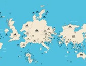 خريطة تكشف شكل دول العالم وفقا لعدد مستخدمى خدمة الإنترنت