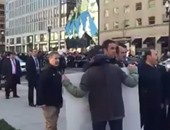 بالفيديو.. حراس أردوغان يواجهون بالصراخ مظاهرات ضد رئيس تركيا فى واشنطن