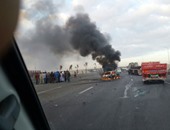 توقف حركة المرور بطريق إسكندرية الصحراوى ساعة بسبب تفحم سيارة