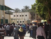 تظاهر المزارعين أمام بنك التنمية الزراعى احتجاجا على منع استلام القمح بالشون الترابية بالمنيا