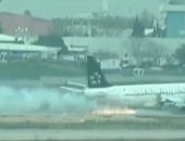 ننشر فيديو اشتعال النار فى محرك طائرة ركاب تركية قبل هبوطها فى اسطنبول