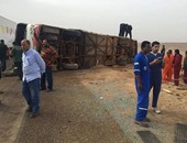الإسعاف :36 مصابا فى حادث إنقلاب أتوبيس بطريق غارب الزعفرانه