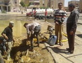 انكسار ماسورة مياه تابعة للحماية المدنية بجوار مدرسة شادية سلامة بالسويس