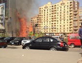 بالصور.. اشتعال النيران فى 5 سيارات بكورنيش المعادى 