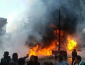 حريق هائل بمعرض سيارات فى منطقة فيصل
