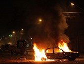 نشوب حريق بسيارة ضابط شرطة إثر انفجار عبوة ناسفة ببورسعيد