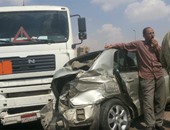 إصابة 5 بينهم سيدة وطفلها فى حادث تصادم 3 سيارات بطريق طنطا -القاهرة