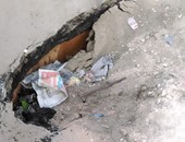 هبوط أرضى بشارع مصطفى النحاس فى مدينة نصر