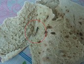 مواطن يعثر على "دودة" فى رغيف خبز فى شبرا مصر