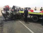 إصابة 8 أشخاص فى حادث انقلاب سيارة على صحراوى المنيا