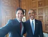 سيلفى رئاسى يجمع بين باراك أوباما وجاستن ترودو رئيس وزراء كندا
