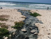 بالصور.. مياه الصرف الصحى تصب بمياه البحر بشاطئ النخيل بالإسكندرية