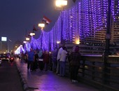 بالفيديو.. أطول سلسلة إضاءة من كوبرى قصر النيل للمعادى احتفالا بالقناة