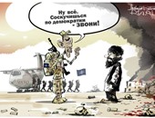 كاريكاتير روسى يسخر من كوارث الناتو وأوباما فى ليبيا