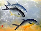 "فى اللوحة سمكة".. بالصور..اليابانيون يرسمون أعمالا فنية بأسماك حقيقية