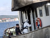 بالصور.. مقتل 4 أشخاص فى احتراق سفينة بولندية جنوب السويد