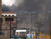 النار تشتعل فى مبنى التلفزيون اليمنى مع احتدام الاشتباكات