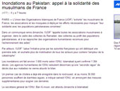 اتحاد المنظمات الإسلامية فى فرنسا يطالب بمساعدة الباكستانيين 