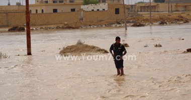 توقف السيول بوسط سيناء وعودة حركة المرور للطرق