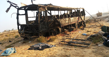 ننشر صور حادث تفجير أتوبيس المجندين بالعريش 