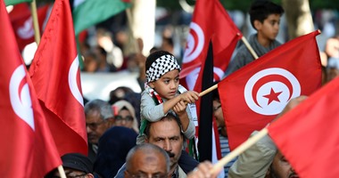 بالصور.. تظاهرة مؤيدة للفلسطينيين بدعوة من حركة النهضة التونسية
