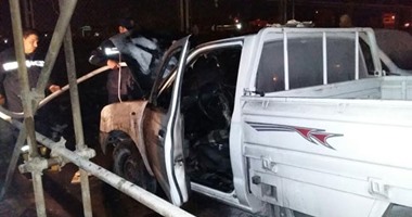 قوات الحماية المدنية تسيطر على حريق بسيارة نقل بالمنوفية