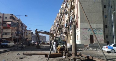 إنشاء خط الصرف الصحى الجديد بمنطقة القابوبطى ببورسعيد