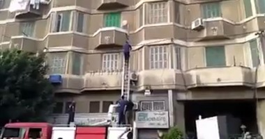 الحماية المدنية بالشرقية تنقذ قطة عالقة بالطابق الثالث