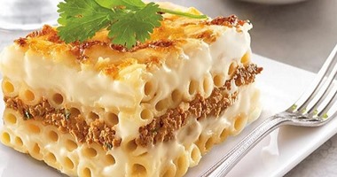 طريقة عمل صينية المكرونة بالباشميل والموتزريلا والكريمة