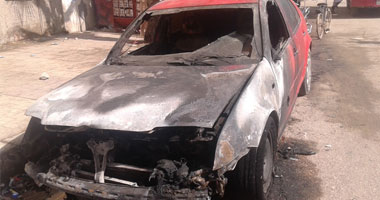 مجهولون يشعلون النار فى سيارة ثانية بالمحلة