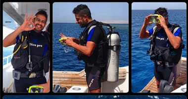 محمد حماقى "يغطس" فى الجونة خلال شم النسيم
