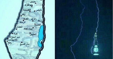 نشطاء يتداولون صورة لصاعقة فوق ساعة مكة ترسم خريطة فلسطين