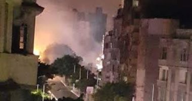 احتراق عربة ترام بمحطة سيدى جابر بسبب ماس كهربائى