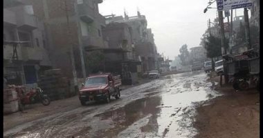 مياه الصرف الصحى تغرق طريق قرية نوب بالدقهلية