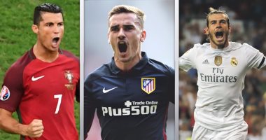 "اليويفا" يكشف النقاب عن عريس أوروبا فى 2016.. رونالدو المرشح الأوفر حظًا للفوز بالجائزة بعد الثنائية التاريخية.. بيل يستند على إنجازاته مع ريال مدريد وويلز.. وجريزمان يحلم بتحقيق المعجزة