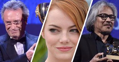 فى حفل توزيع جوائز مهرجان فينسيا السينمائى بدورته الـ73.. لاف دياز أفضل مخرج.. إيما ستون أحسن ممثلة وأوسكار مارتينيز أفضل ممثل.. وتوم فورد يفوز بجائزة لجنة التحكيم الكبرى عن فيلم "Nocturnal Animals"
