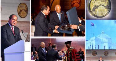 على عبد العال يهدى الرئيس السيسى درع 150 عامًا على تأسيس البرلمان